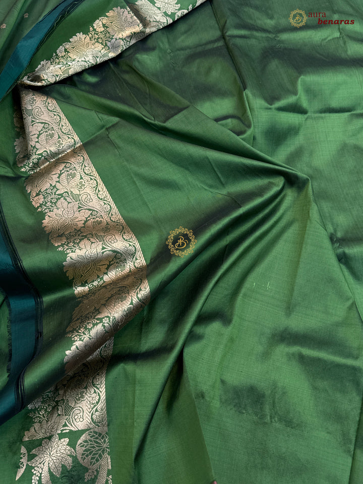 Mehendi Green Pure Katan Silk Handloom Banarasi Saree