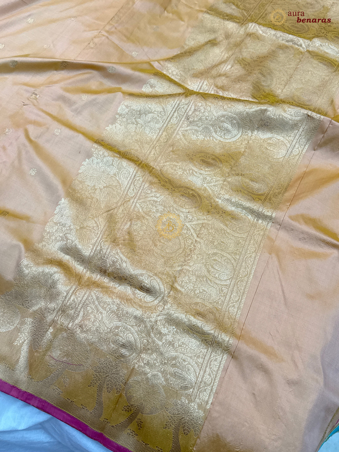 Pastel Peach Pure Katan Silk Handloom Banarasi Saree