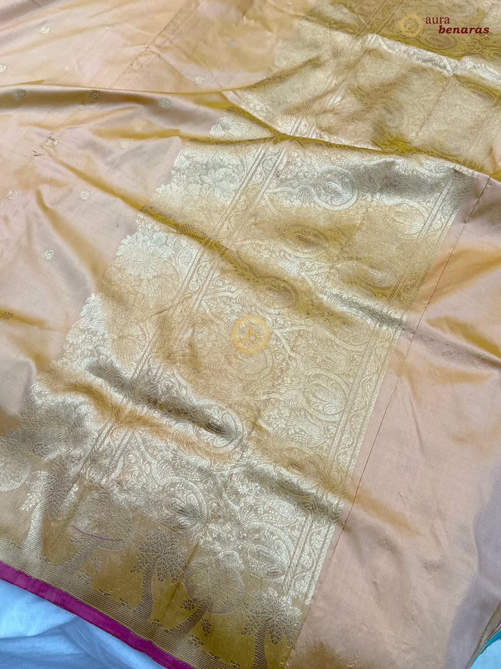Pastel Peach Pure Katan Silk Handloom Banarasi Saree