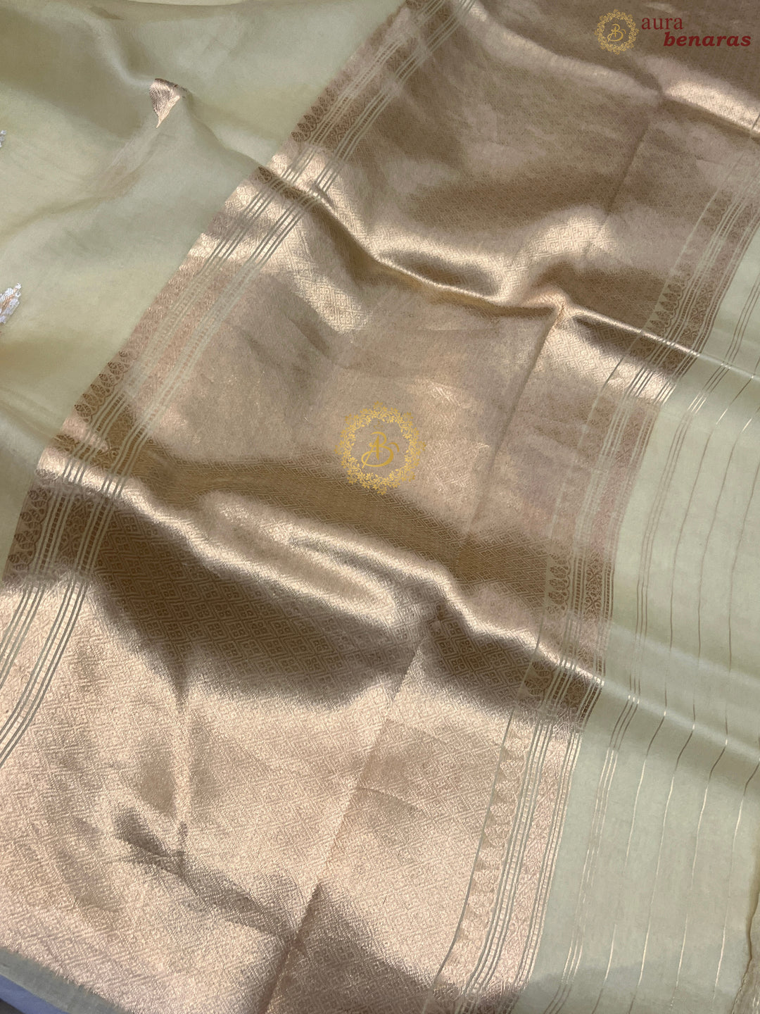 Dusty Beige Pure Kora Silk Handloom Banarasi Saree