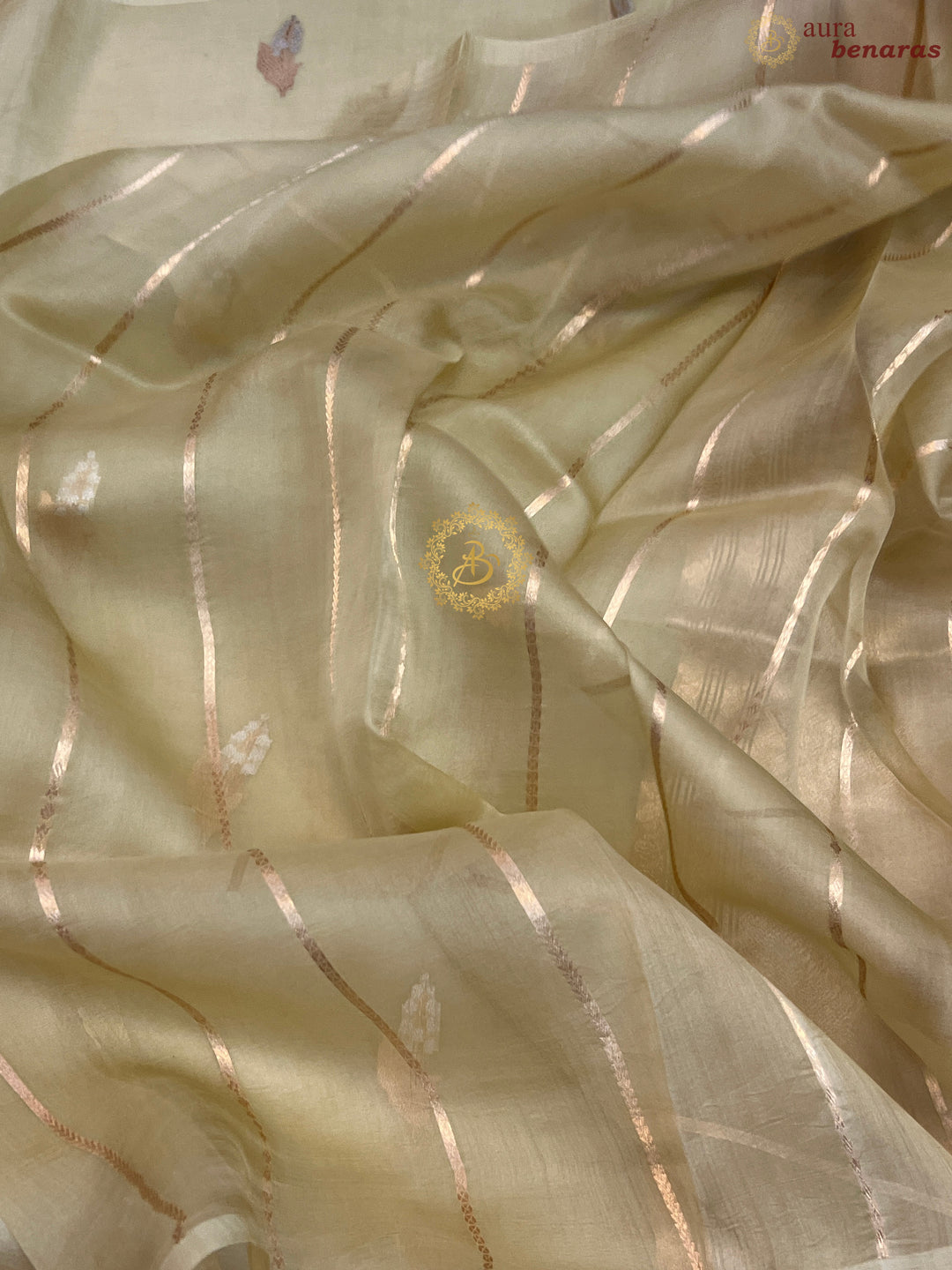 Dusty Beige Pure Kora Silk Handloom Banarasi Saree