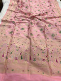 Baby Pink  Jaal Pure Banarasi Handloom Katan Silk Saree - Aura Benaras