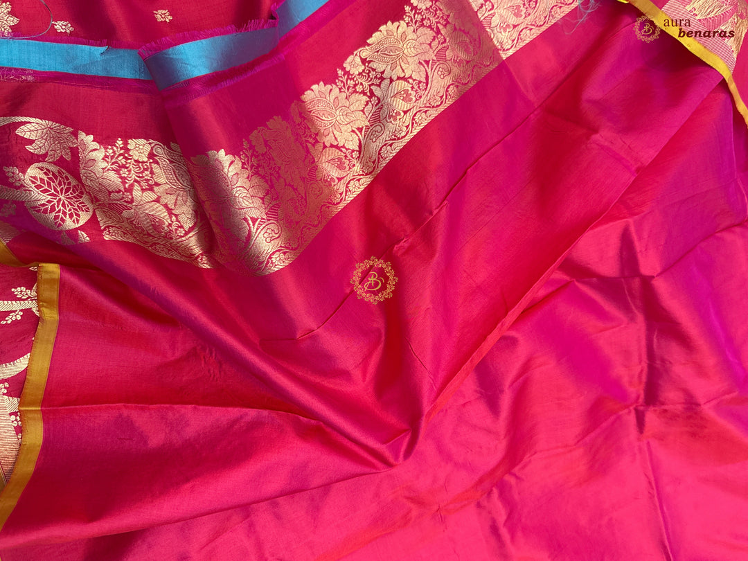 Pink Pure Katan Silk Handloom Banarasi Saree