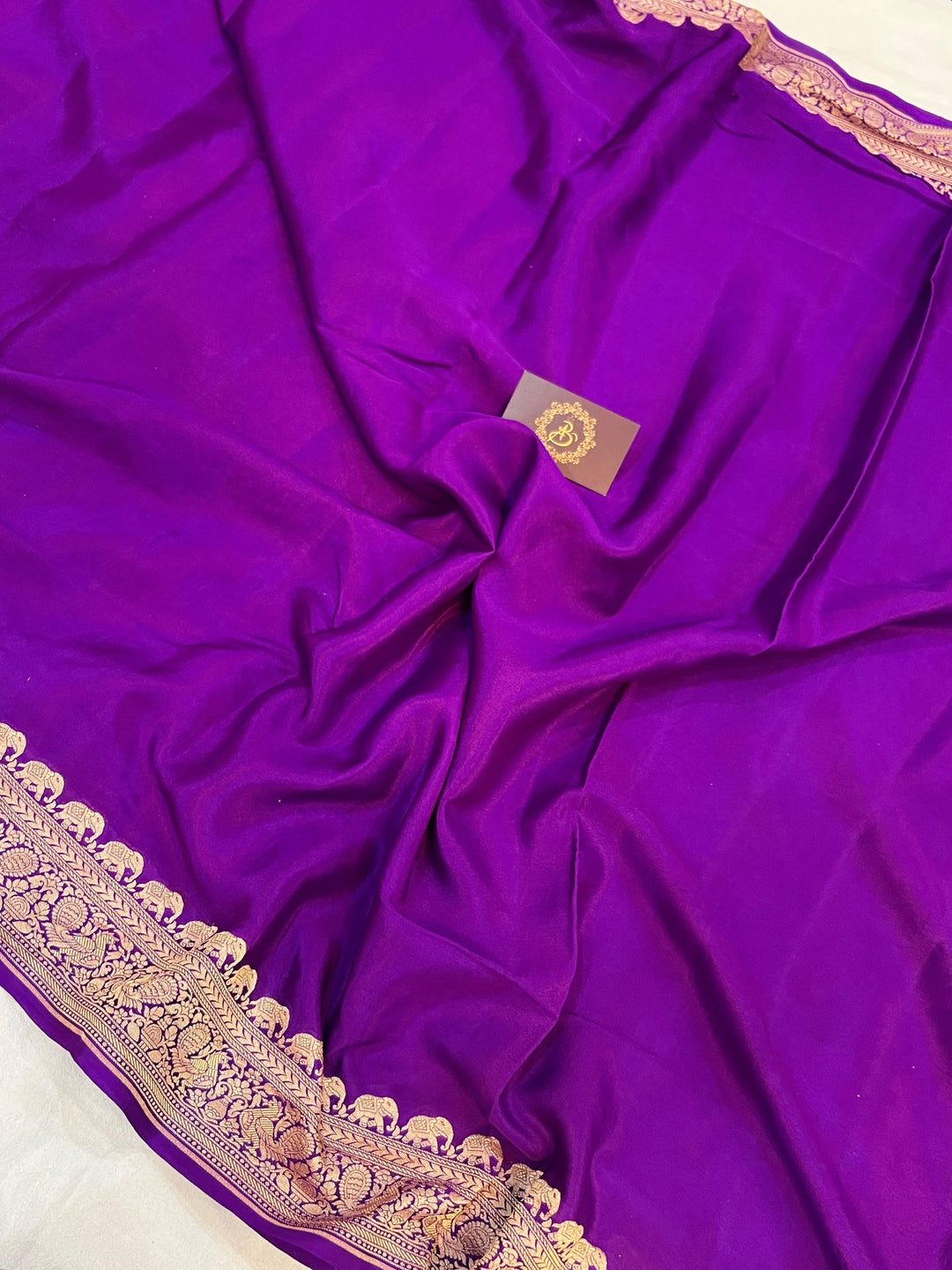 Purple Pure Banarasi Khaddi Crepe Silk Saree - Aura Benaras