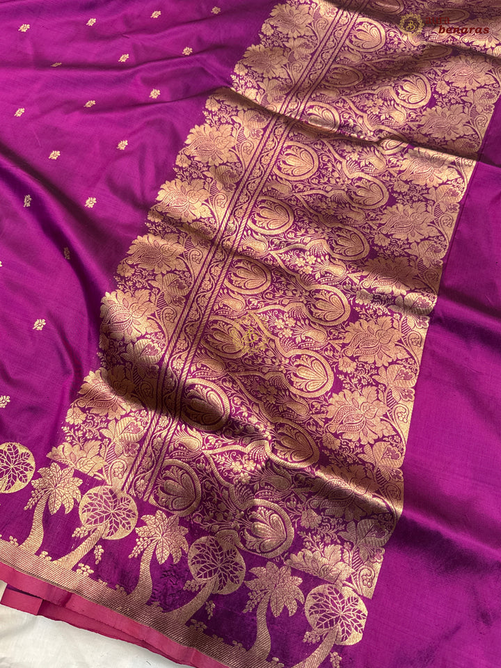 Megenta Purple Pure Katan Silk Handloom Banarasi Saree