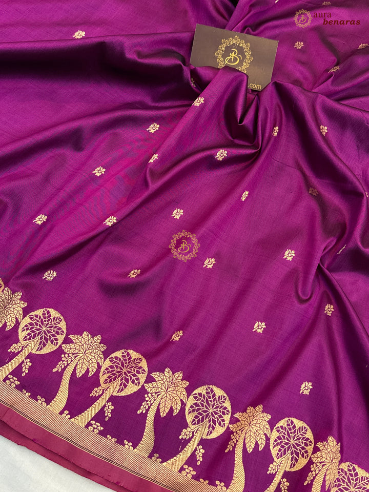Megenta Purple Pure Katan Silk Handloom Banarasi Saree