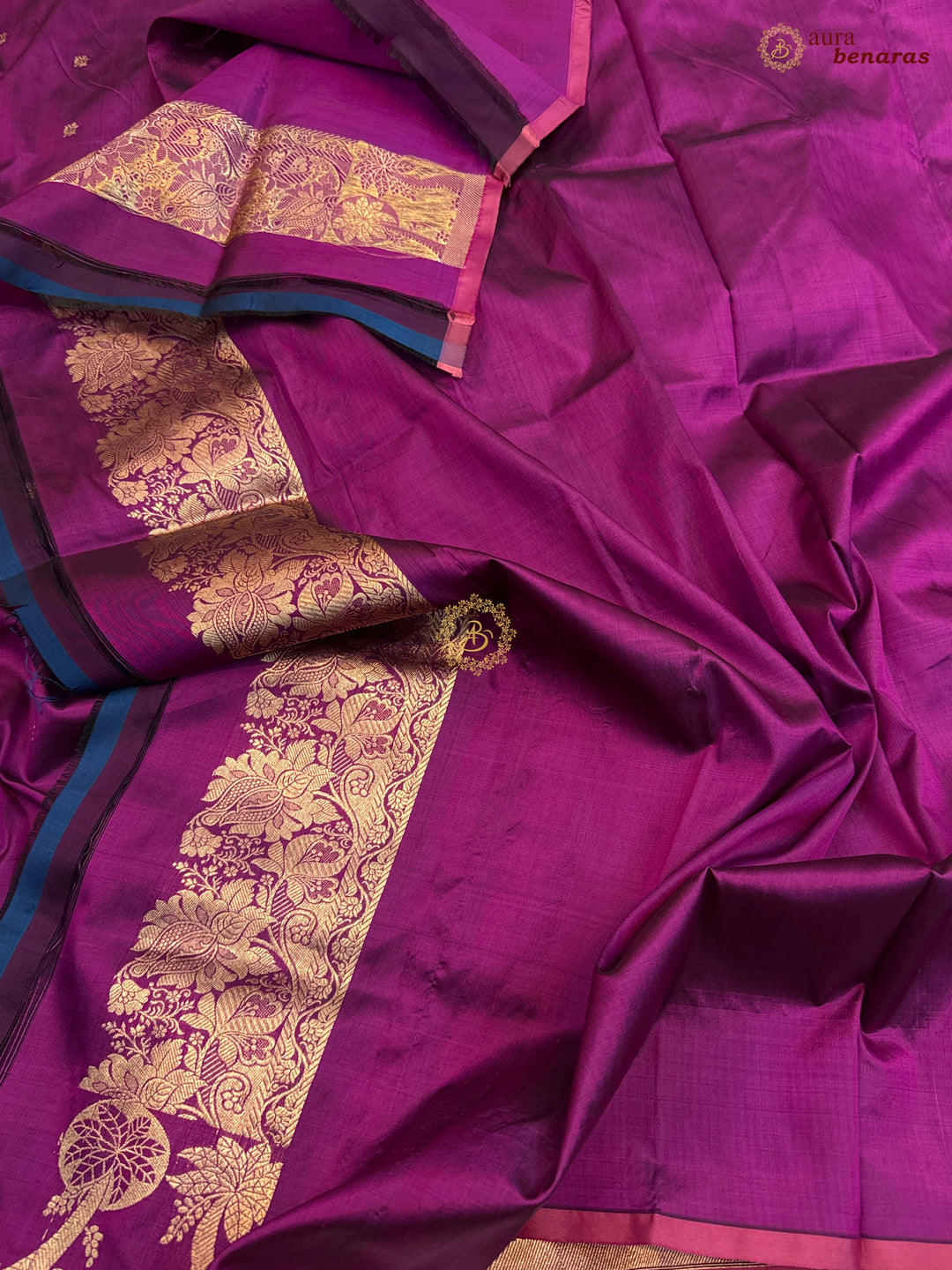 Megenta Purple Pure Katan Silk Handloom Banarasi Saree