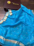 Firozi Blue Pure Banarasi Chiniya SIlk Suit - Aura Benaras