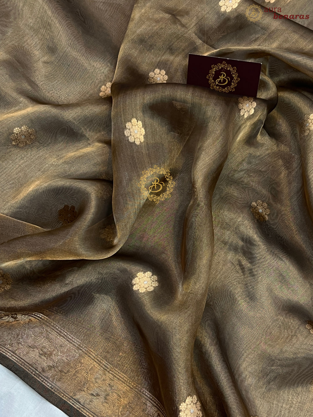 Metallic Black Pure Tissue Silk Handloom Banarasi Saree