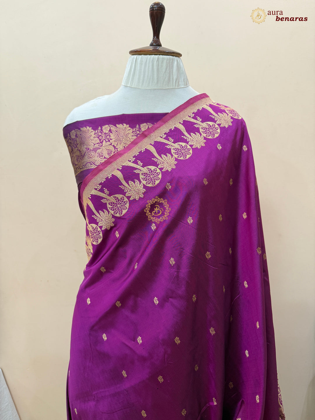 Megenta Purple Pure Katan Silk Handloom Banarasi Saree