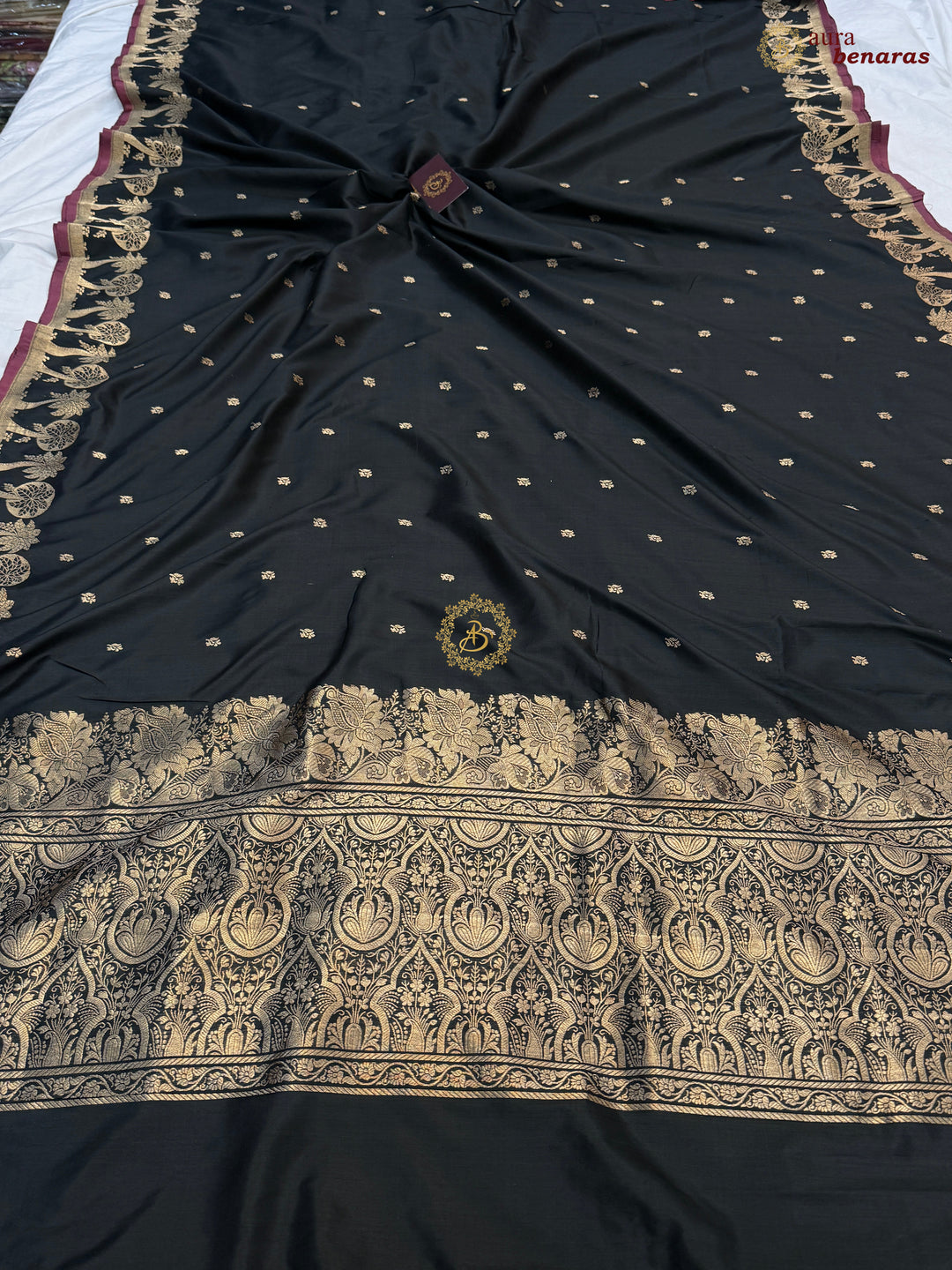 Black Pure Katan Silk Handloom Banarasi Saree