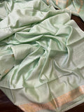 Mint Green Pure Banarasi Chiniya SIlk Suit - Aura Benaras
