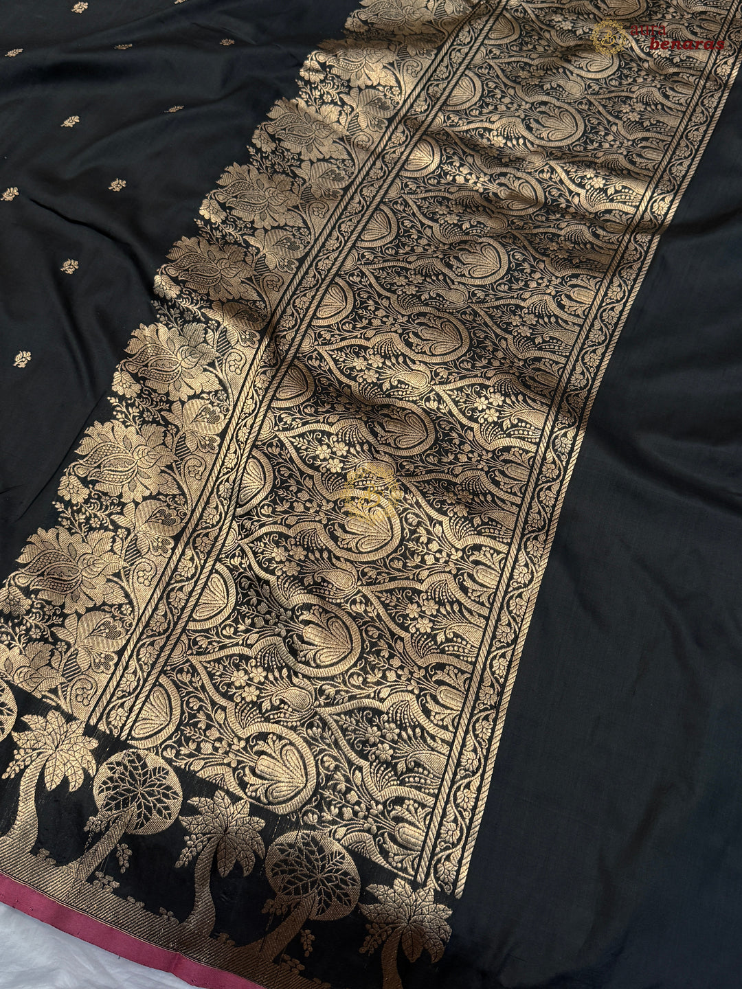 Black Pure Katan Silk Handloom Banarasi Saree