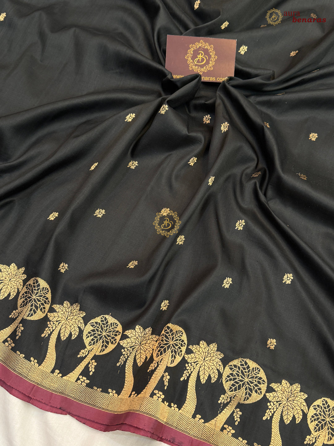 Black Pure Katan Silk Handloom Banarasi Saree