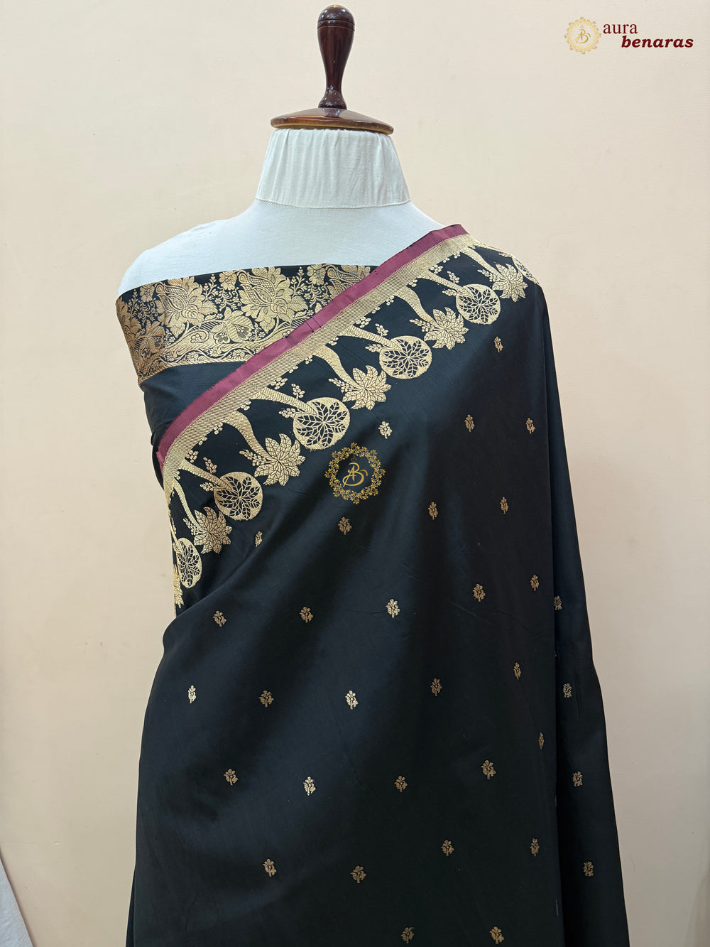 Black Pure Katan Silk Handloom Banarasi Saree