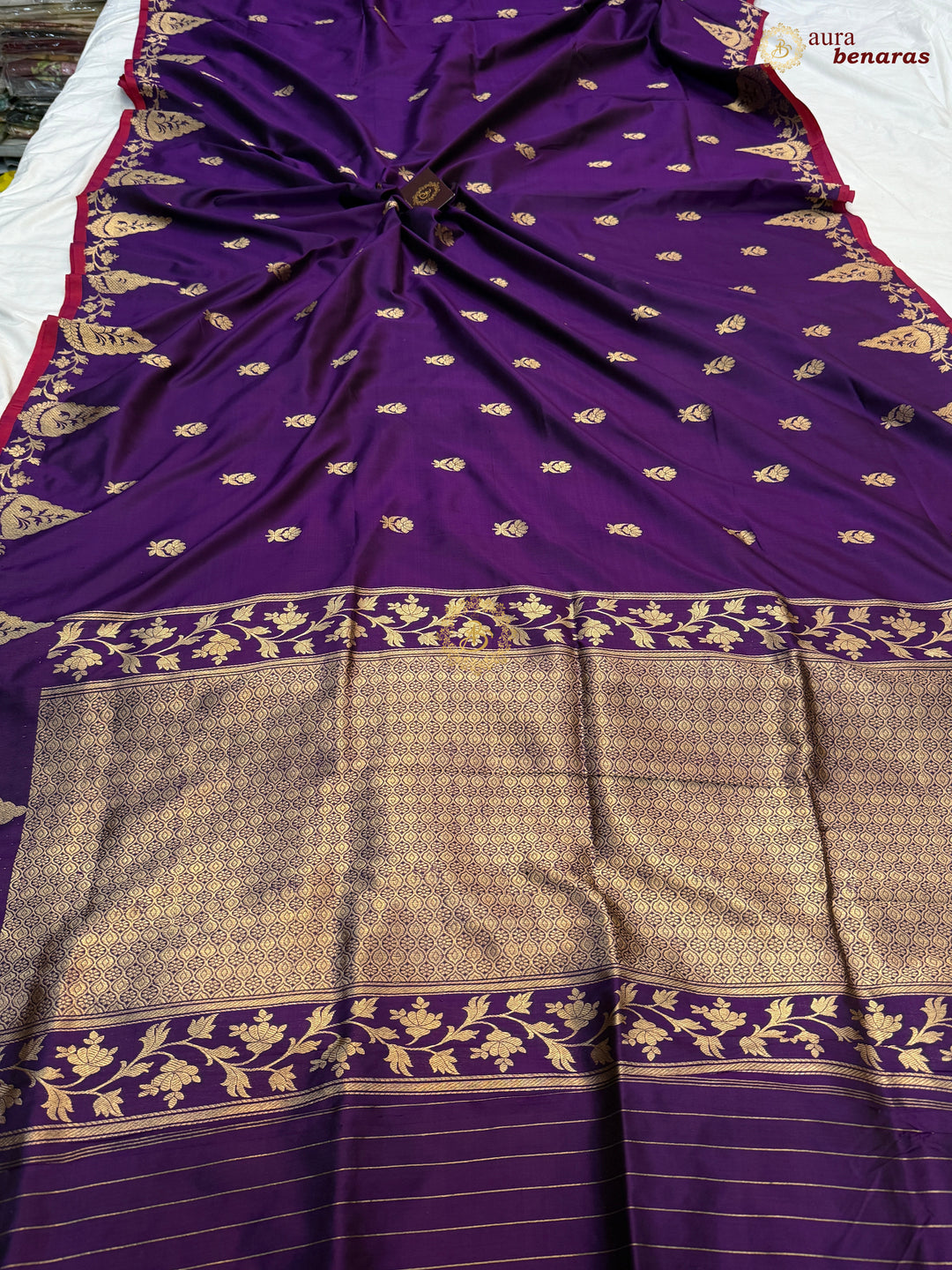 Purple Pure Katan Silk Handloom Banarasi Saree