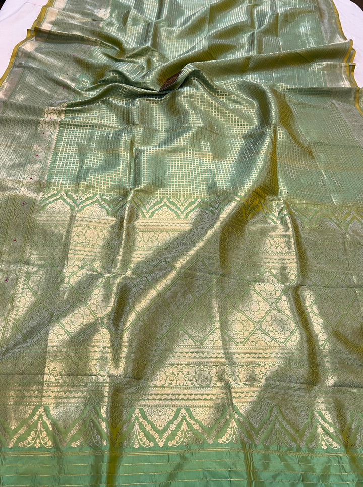 Sea Green Banarasi Handloom Katan Silk Saree - Aura Benaras