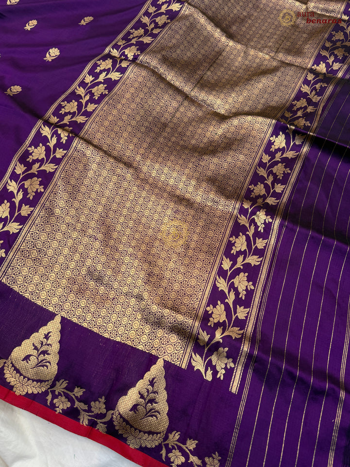Purple Pure Katan Silk Handloom Banarasi Saree