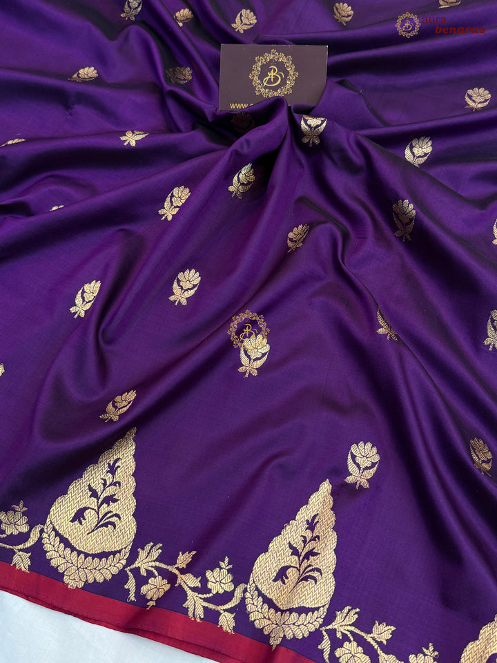 Purple Pure Katan Silk Handloom Banarasi Saree
