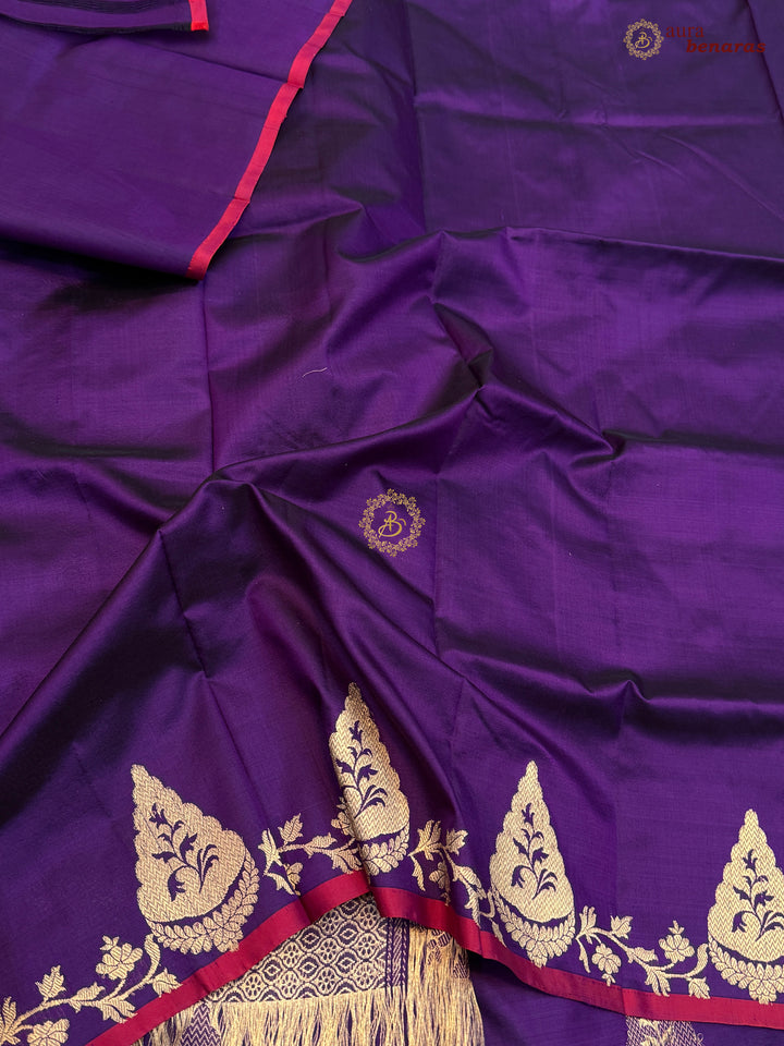 Purple Pure Katan Silk Handloom Banarasi Saree