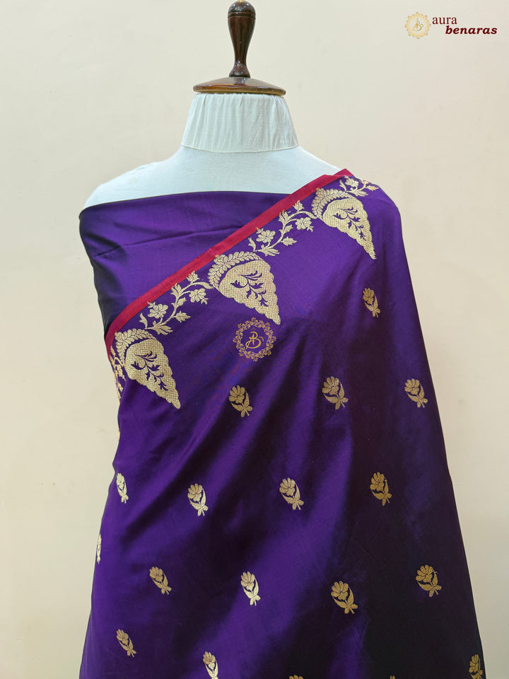 Purple Pure Katan Silk Handloom Banarasi Saree