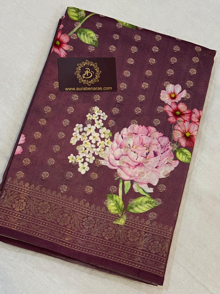 Deep Onion Pink Banarasi Handloom Chiniya Silk Saree