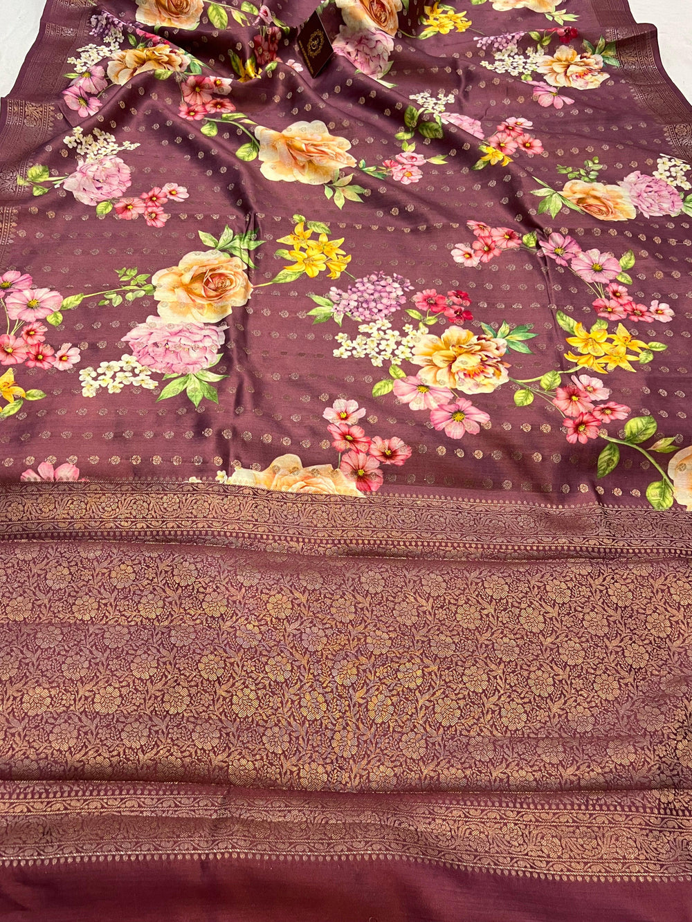 Deep Onion Pink Banarasi Handloom Chiniya Silk Saree - Aura Benaras