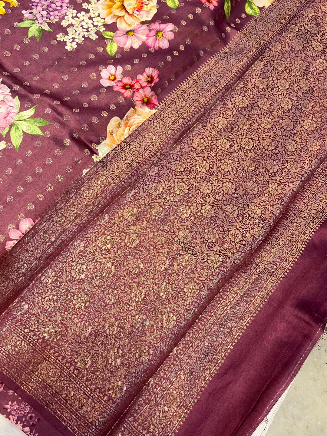 Deep Onion Pink Banarasi Handloom Chiniya Silk Saree - Aura Benaras