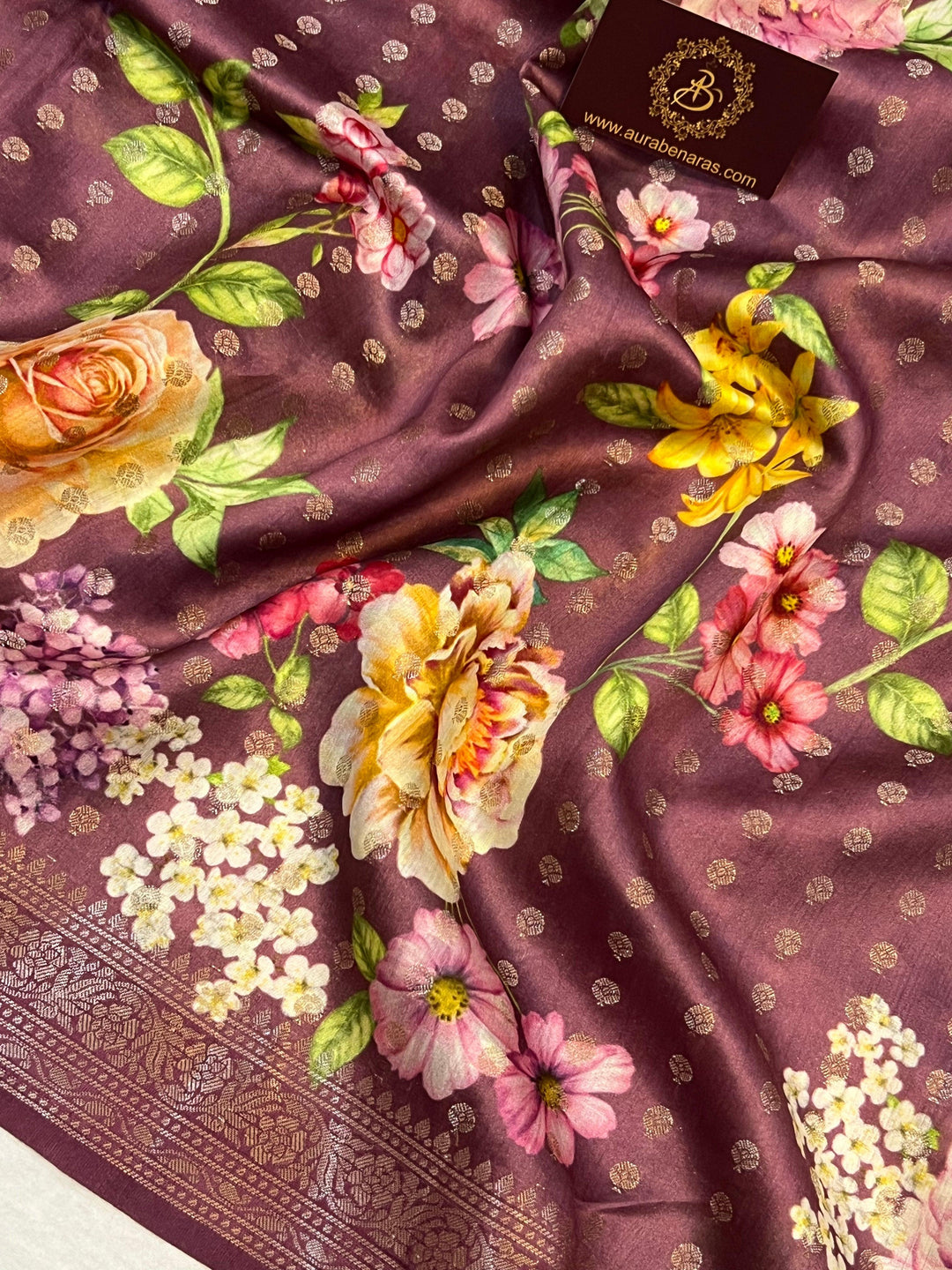 Deep Onion Pink Banarasi Handloom Chiniya Silk Saree - Aura Benaras