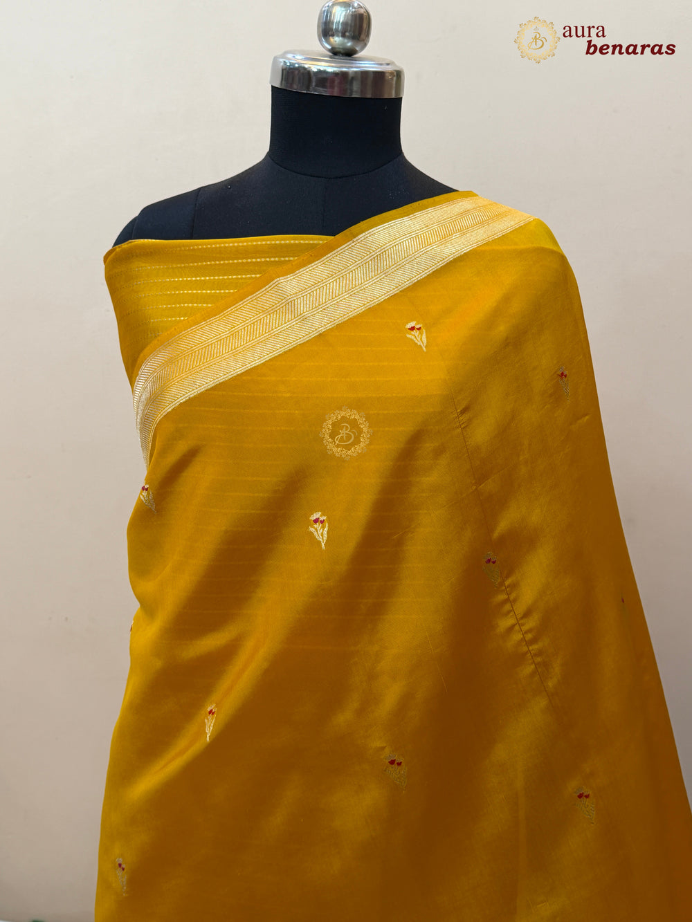 Yellow Pure Silk Handloom Banarasi Saree - AuraBenaras