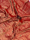 Deep Red Banarasi Handloom Katan Silk Saree - Aura Benaras