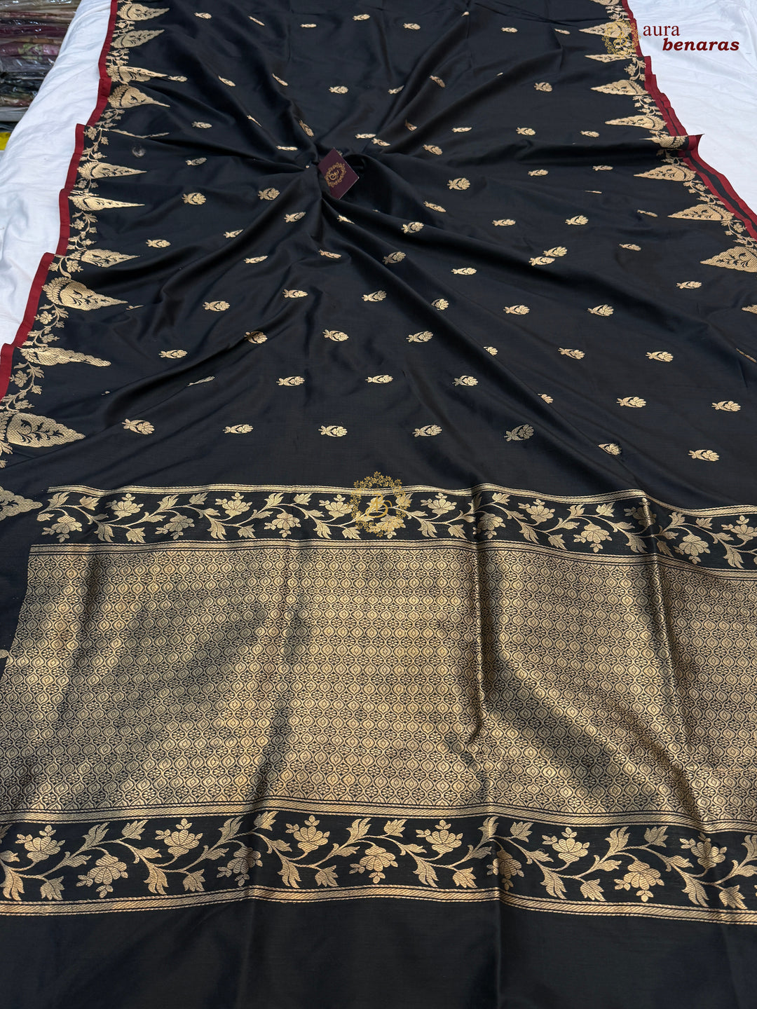 Black Pure Katan Silk Handloom Banarasi Saree