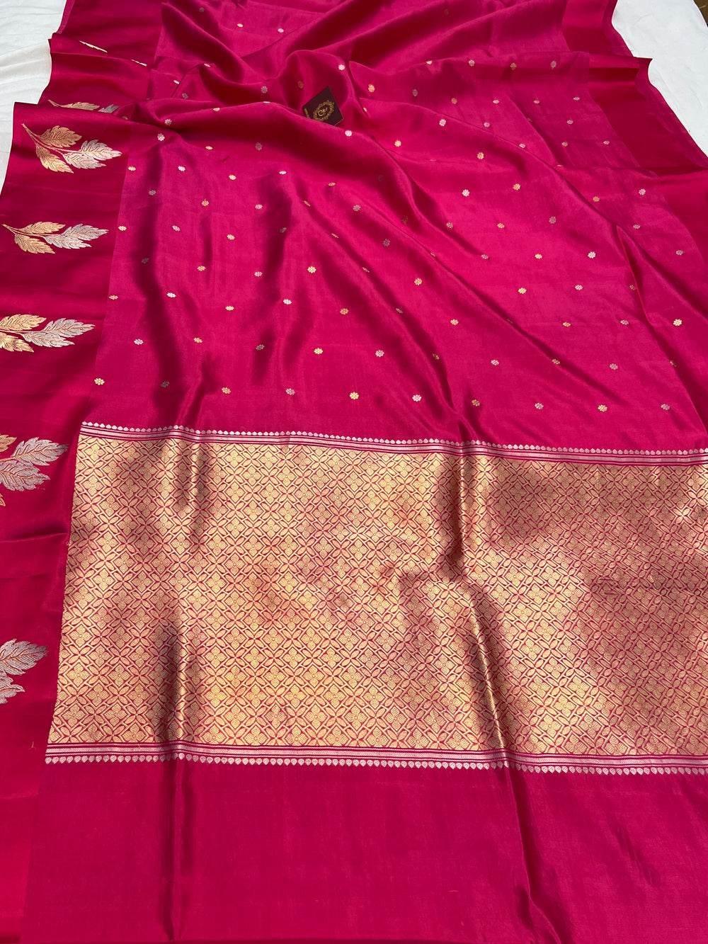 Pink Pure Silk Banarasi Saree – Kadhwa Motifs & Mashru Border
