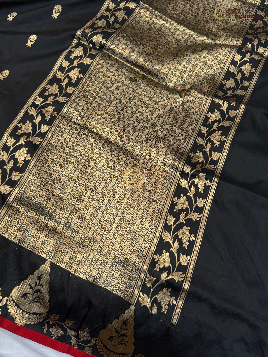 Black Pure Katan Silk Handloom Banarasi Saree