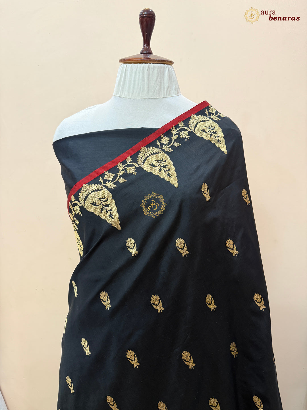 Black Pure Katan Silk Handloom Banarasi Saree