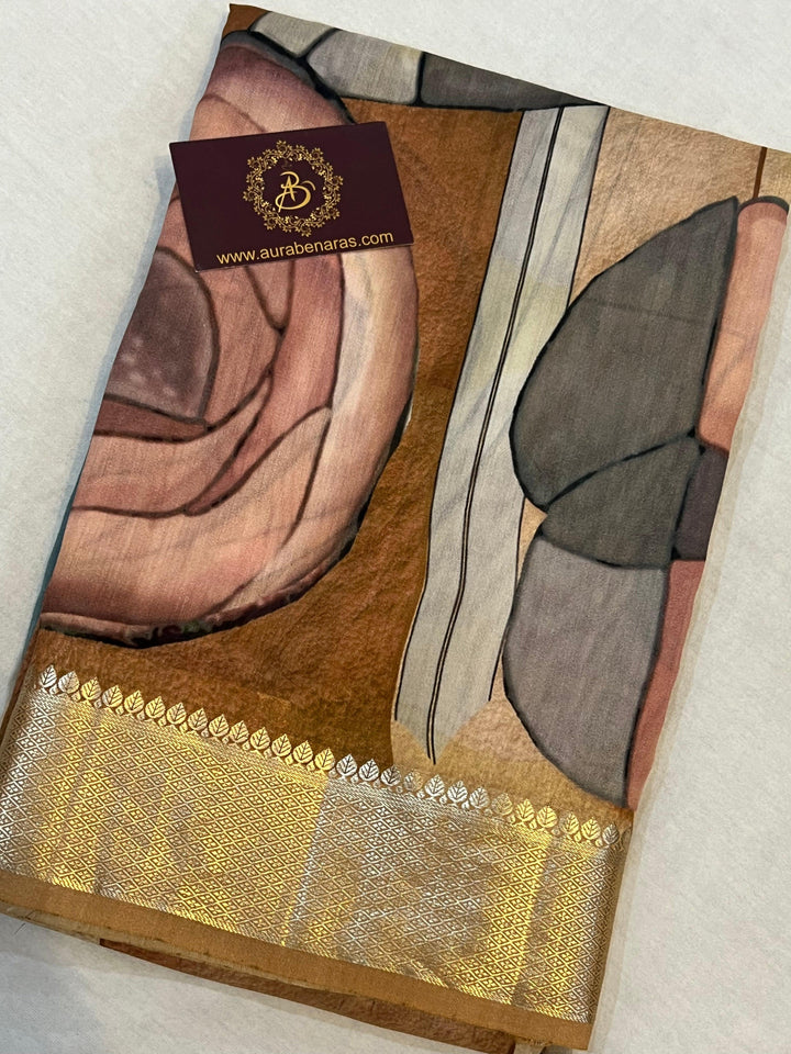 Beige Banarasi Handloom Chiniya Silk Saree