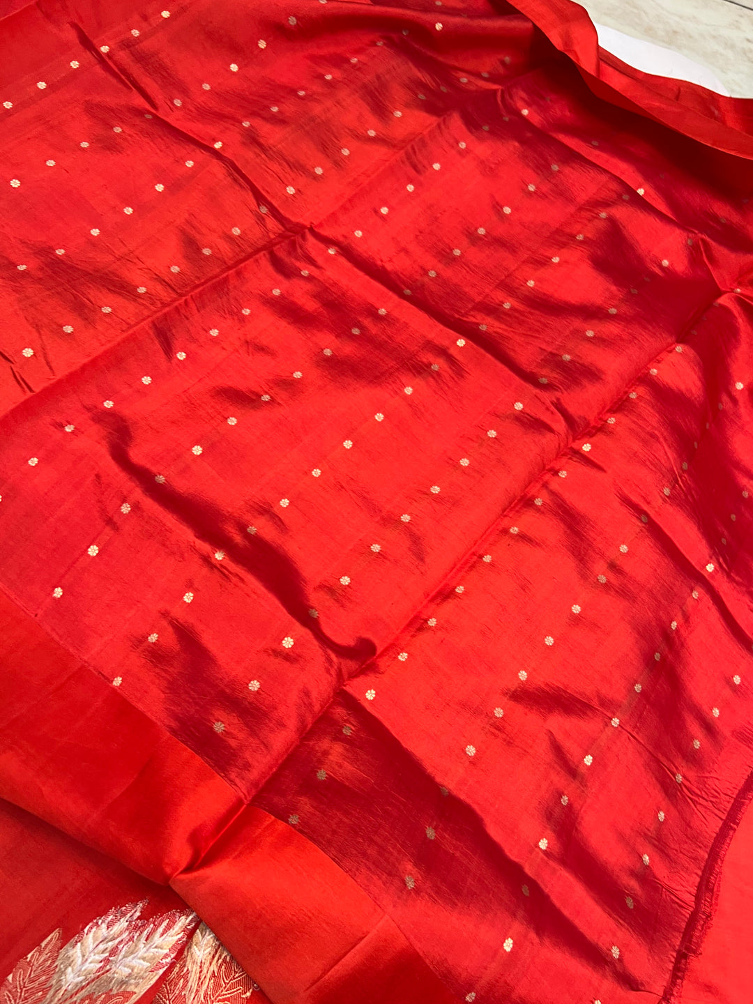 Red Pure Silk Handloom Banarasi Saree with Kadhwa motifs