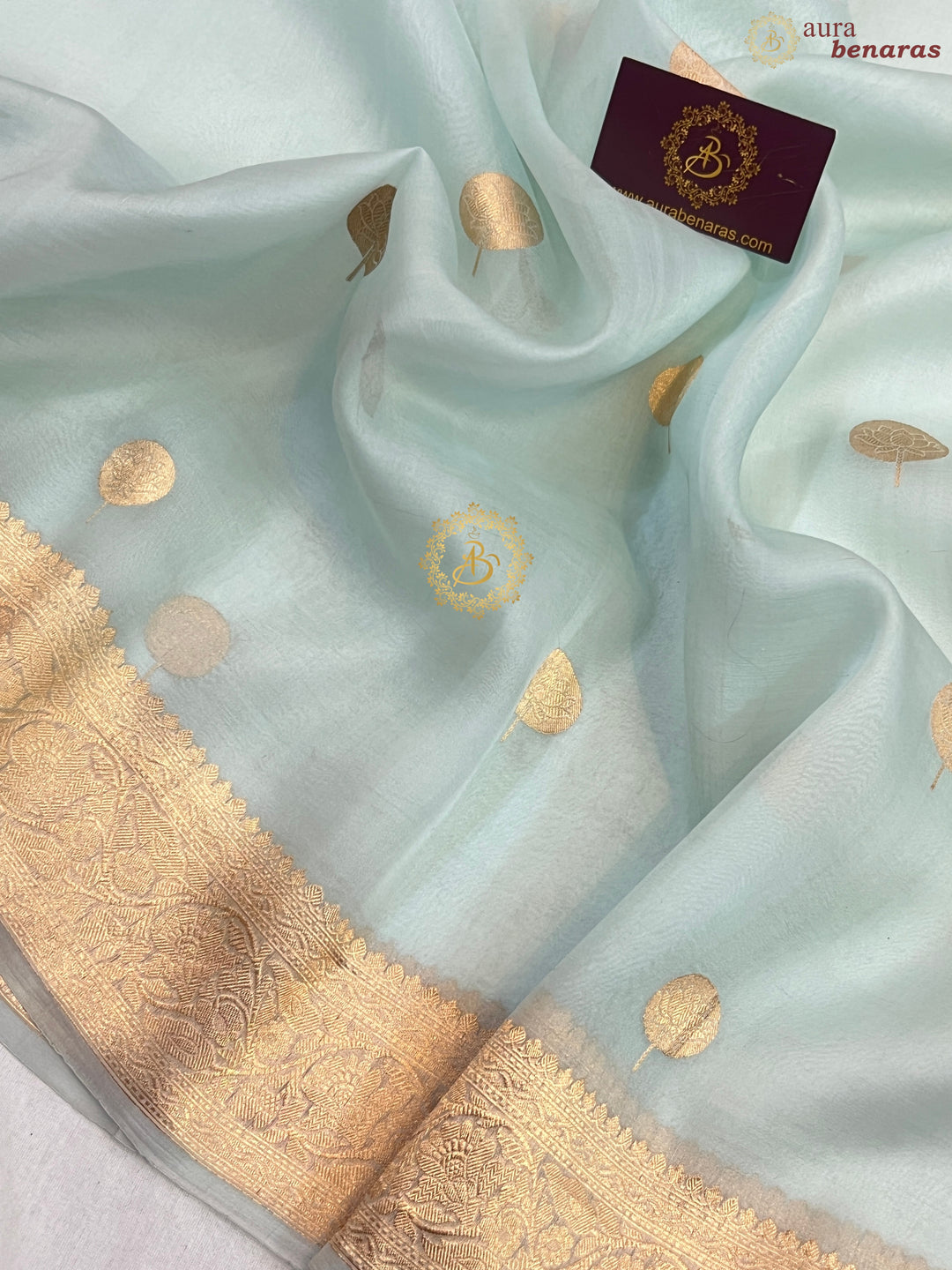 Pani Blue Banarasi Handloom Kora Silk Saree