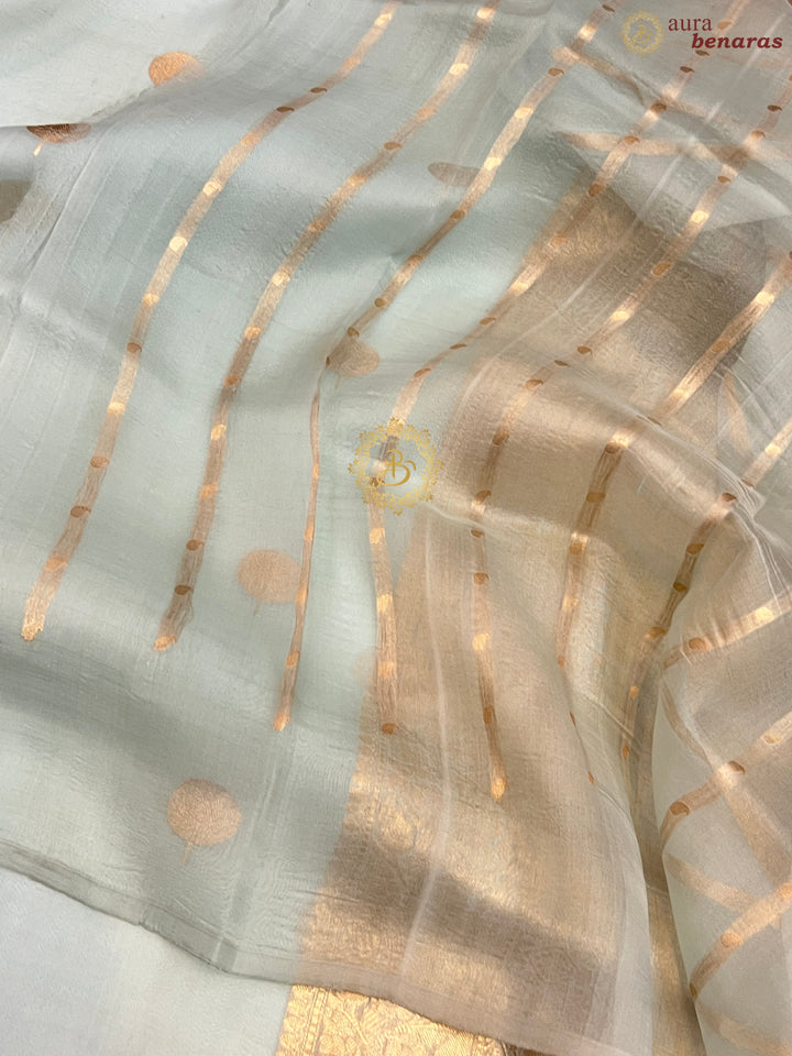 Pani Blue Banarasi Handloom Kora Silk Saree