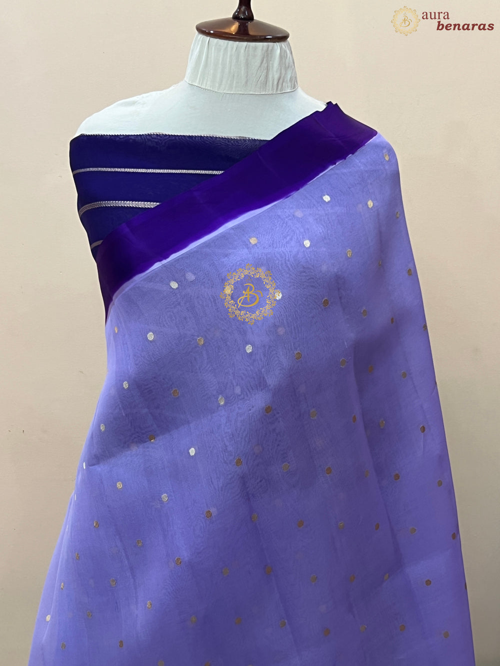 Lavender Pure Banarasi Handloom Kora Silk Saree with Kadhwa Buti & Mashru Border