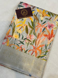 Light Grey Banarasi Handloom Chiniya Silk Saree