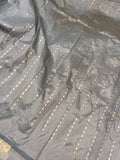 Grey Banarasi Handloom Katan Silk Saree - Aura Benaras