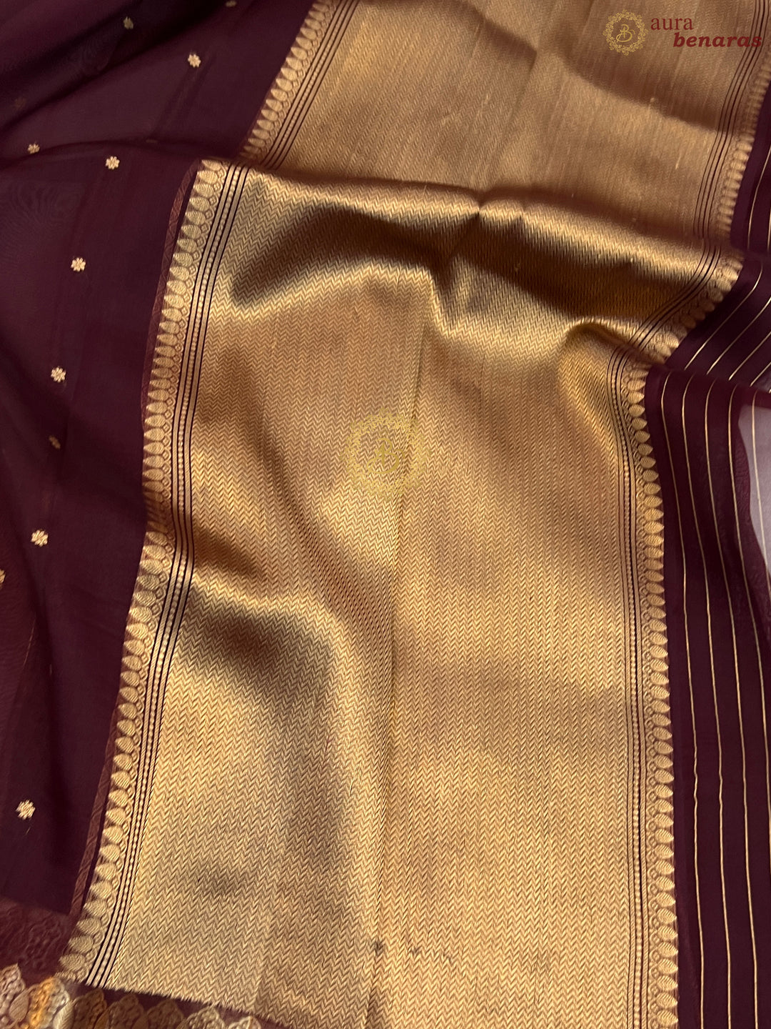 Maroon Pure Kora Silk Handloom Banarasi Saree