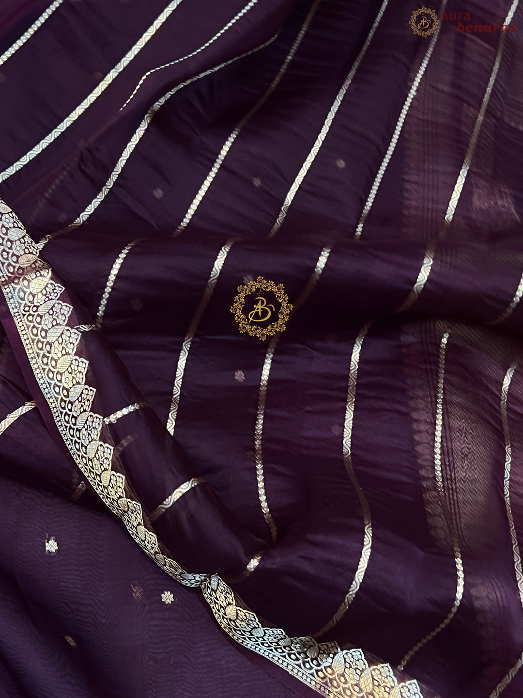 Maroon Pure Kora Silk Handloom Banarasi Saree