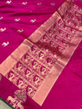 Rani Pink Banarasi Handloom Katan Silk Saree - Aura Benaras