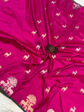 Rani Pink Banarasi Handloom Katan Silk Saree - Aura Benaras