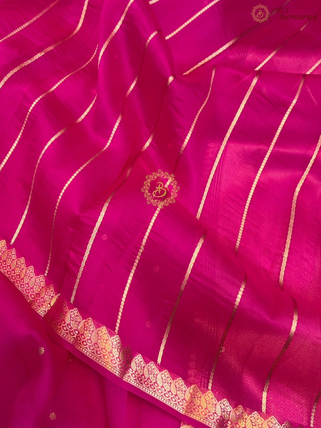 Rani Pink Pure Kora Silk Handloom Banarasi Saree