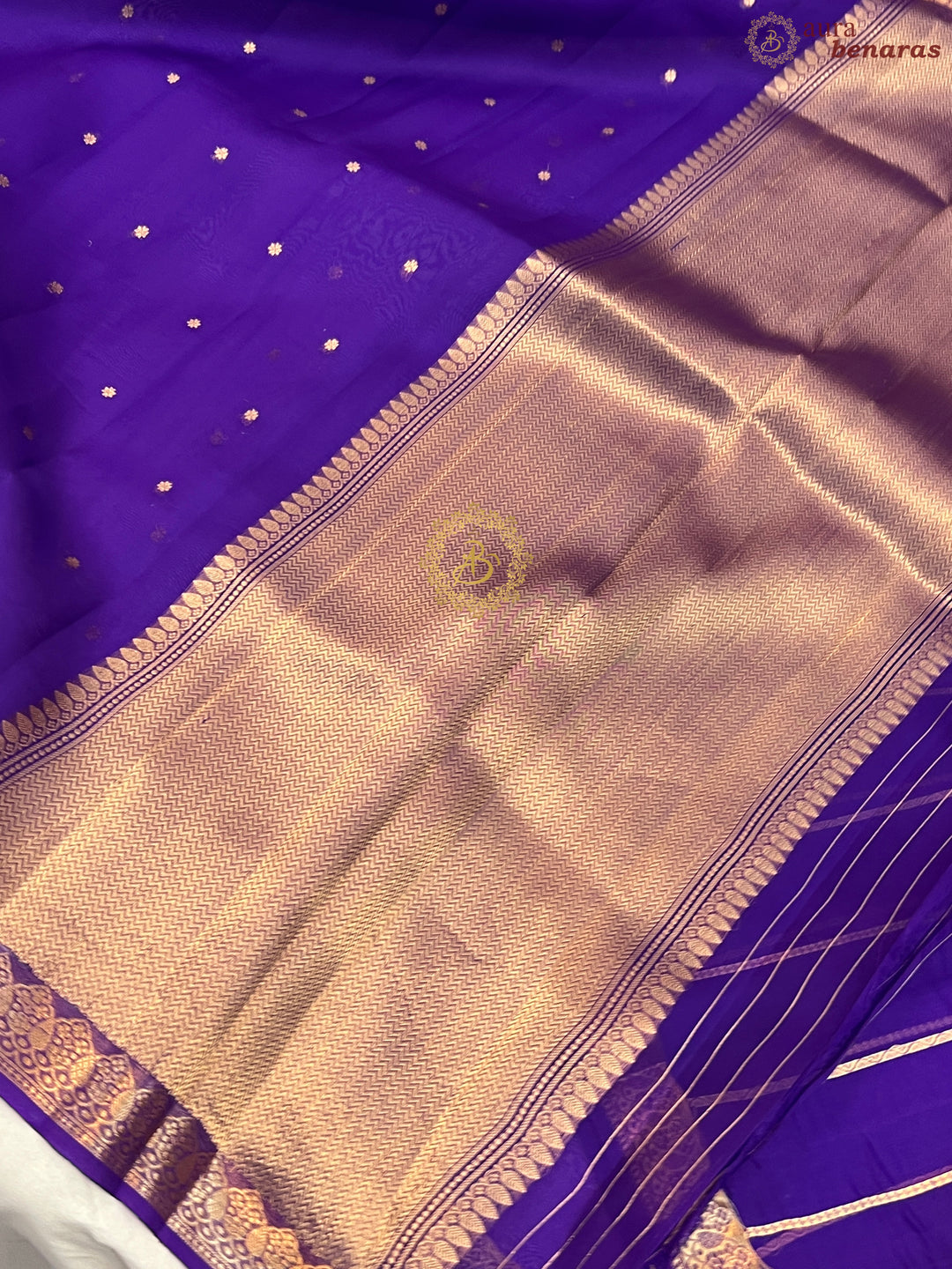 Purple Pure Kora Silk Handloom Banarasi Saree