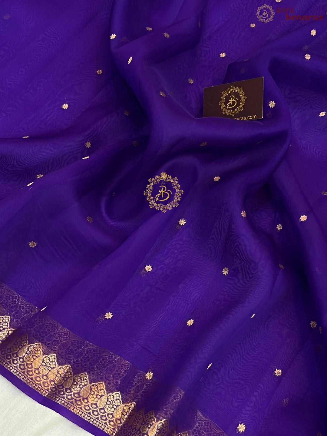 Purple Pure Kora Silk Handloom Banarasi Saree