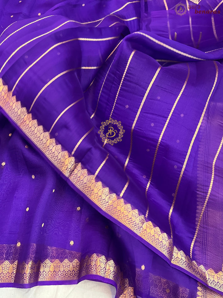 Purple Pure Kora Silk Handloom Banarasi Saree
